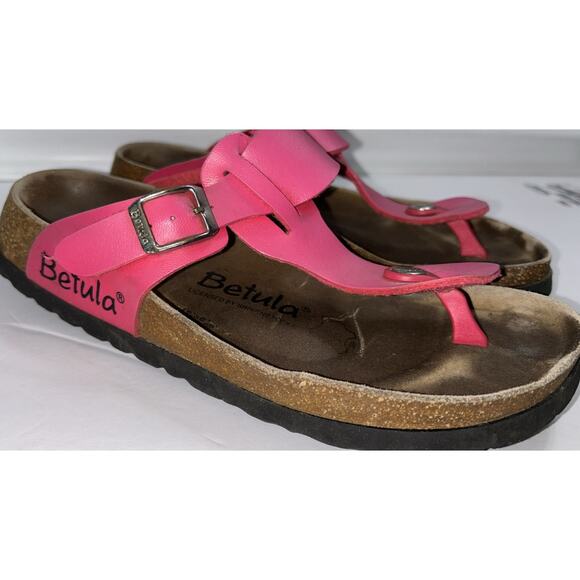 Birkenstock Betula Gizeh Birko-Flor Shiny Pink Sandals Thong Womens Size 6 - Picture 2 of 8